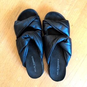 Kelsi Dagger Brooklyn Black Twist Tide Slide Sandals Size 6.5 EUC